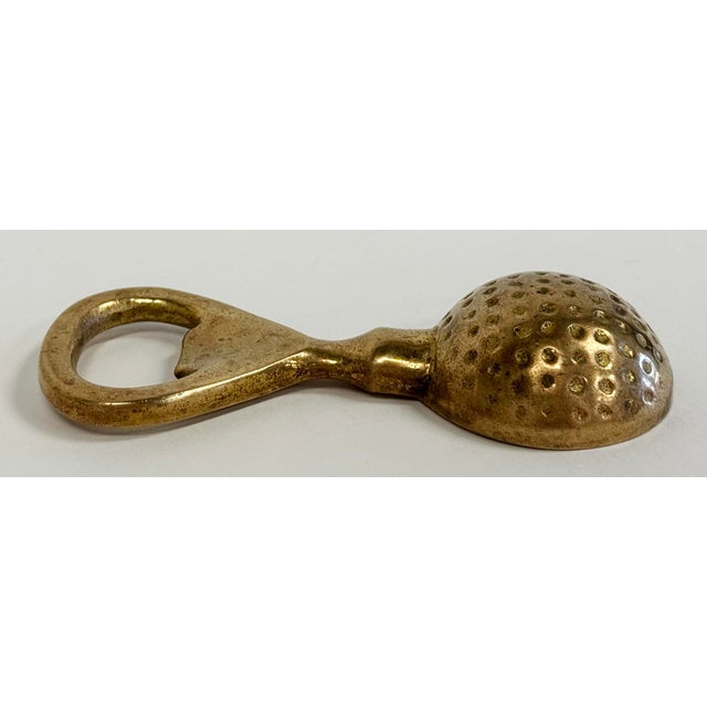 Mid-Century Modern Vintage Solid Brass Golf Ball Bottle Opener For Sale - Image 3 of 4