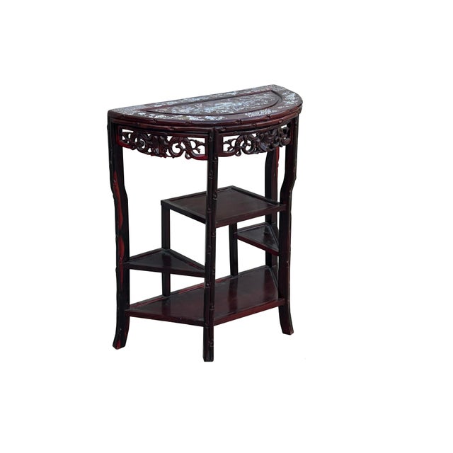 This elegant vintage Chinese rosewood display stand, crafted in the late Republic period, embodies the refined artistry of...