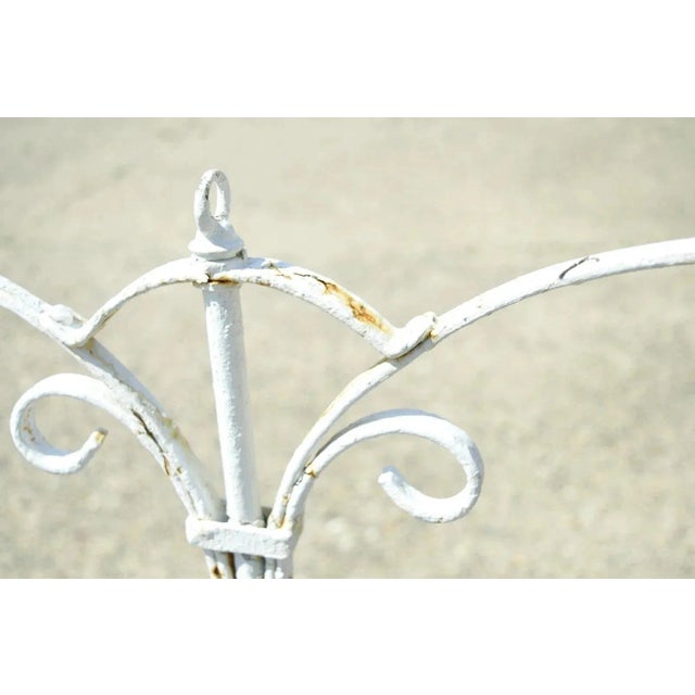 Antique French Art Deco Art Nouveau White Painted Wrought Iron Birdcage Stand For Sale In Philadelphia - Image 6 of 8