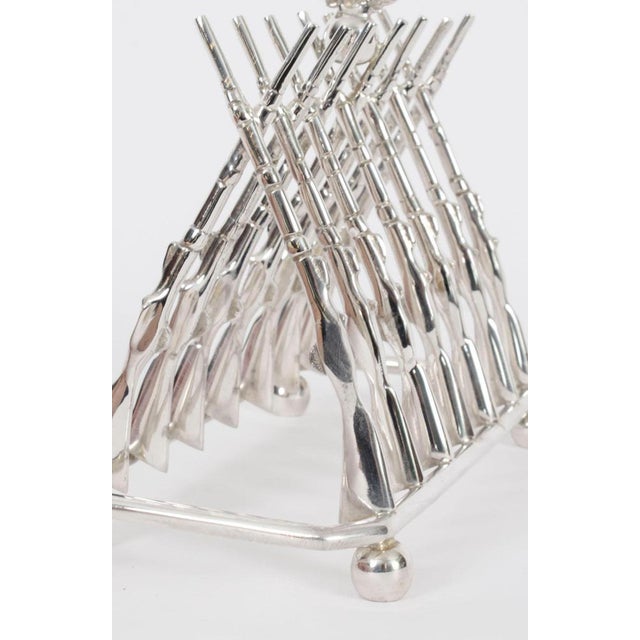 20th Century Vintage Large Silver Plated Crossed Rifles Toast Rack, 1980s For Sale - Image 6 of 13