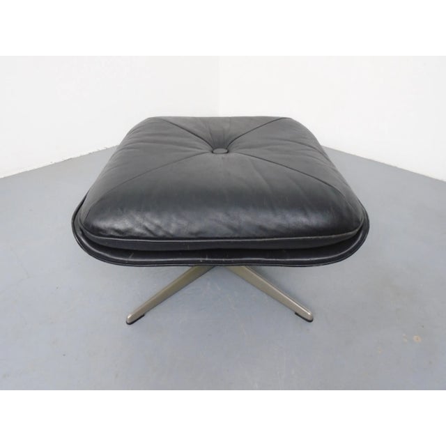 Black Leather Ottoman, Germany, 1960s For Sale - Image 4 of 13