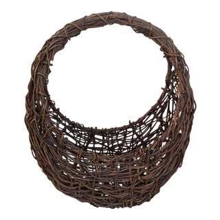 Vintage Pottery Barn Handwoven Large Grapevine Basket For Sale