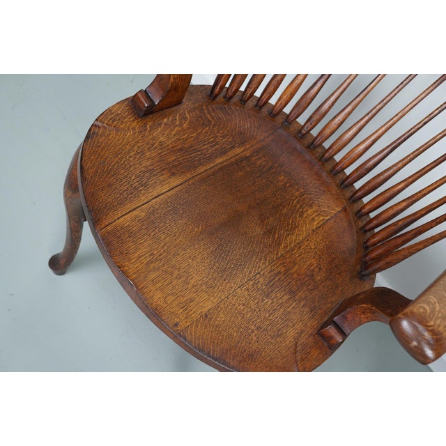 Set of Edwardian English Oak Spindle Back Captains Office Desk Chairs For Sale - Image 10 of 18
