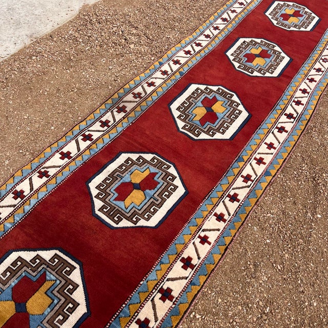 Vintage Fine Wool Anatolian Red Rug - 3’x11’5 For Sale - Image 4 of 9