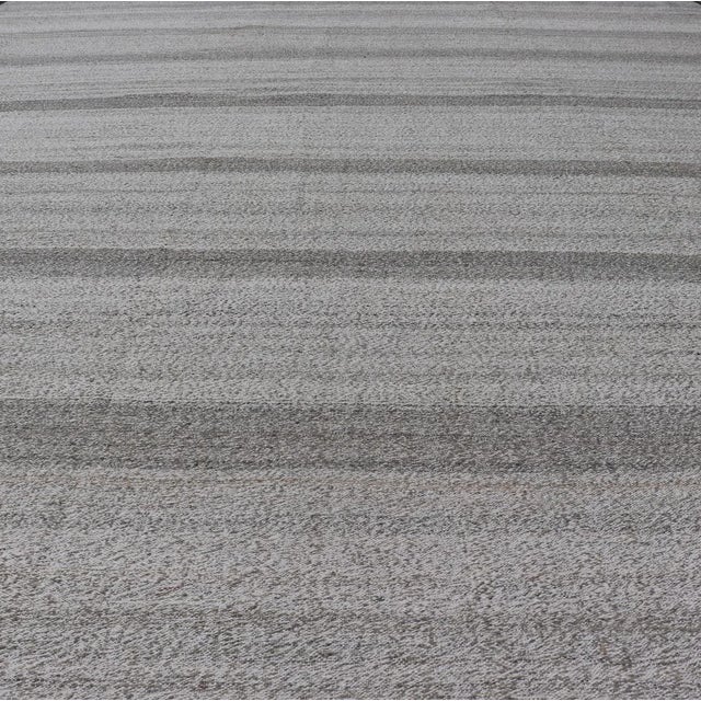 Modern 2020s Modern Kilim Rug With Stripes in Neutral Tones Shades of Gray For Sale - Image 3 of 12