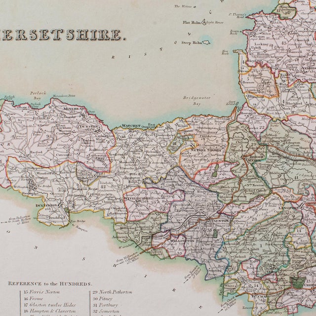Glass Antique County Map of Somerset, English, Framed Cartography, Regency, Circa 1830 For Sale - Image 7 of 12