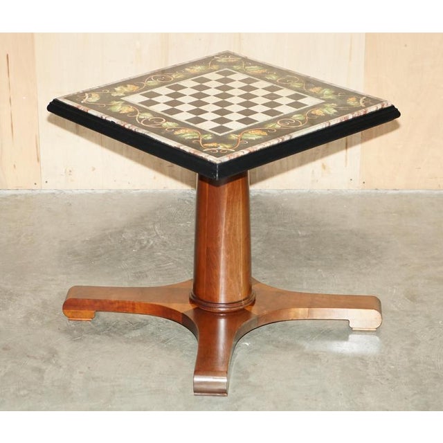 Stunning fully restored Cherry Wood base Antique Italian Pietra Dura Marble Chessboard table A very good looking well-made...