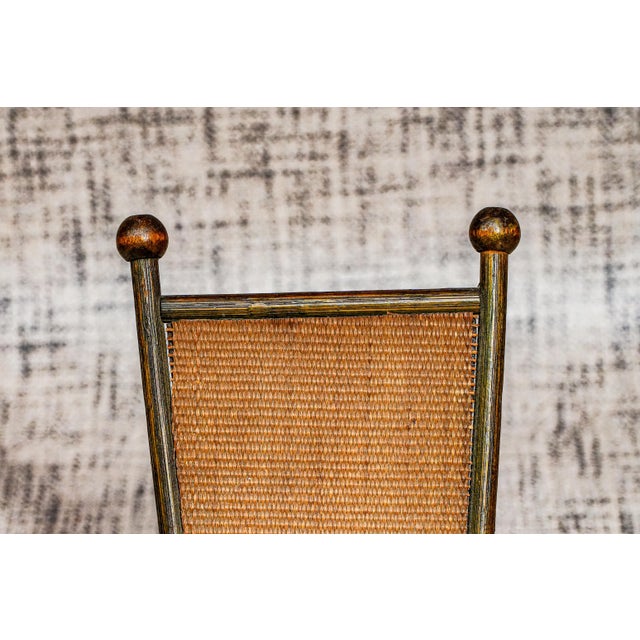 Hand Made Antique Wood Rattan Miniature Rocking Chair Furniture Primitive Folk Art For Sale - Image 4 of 11