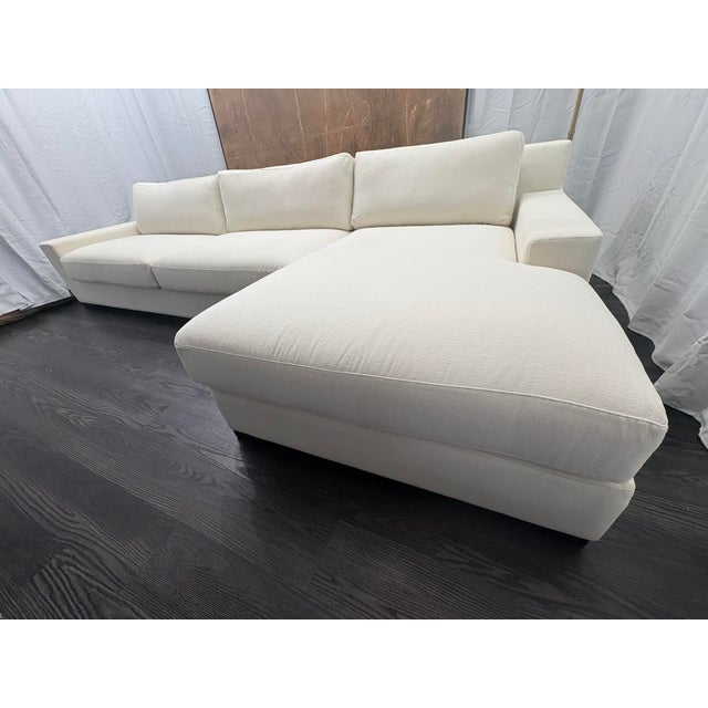 Wood Rh Modena Track Arm Right-Arm Chaise Sectional – Performance Linen Weave in Natural For Sale - Image 7 of 18