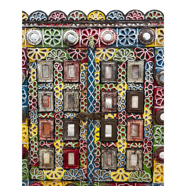 1950s Vintage 1950 Indian Boho Colorful Damchiya Chest For Sale - Image 5 of 9