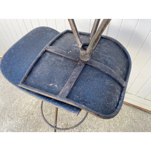 Industrial Metal Swivel Bar Stools, 1950s, Set of 2 For Sale - Image 10 of 18