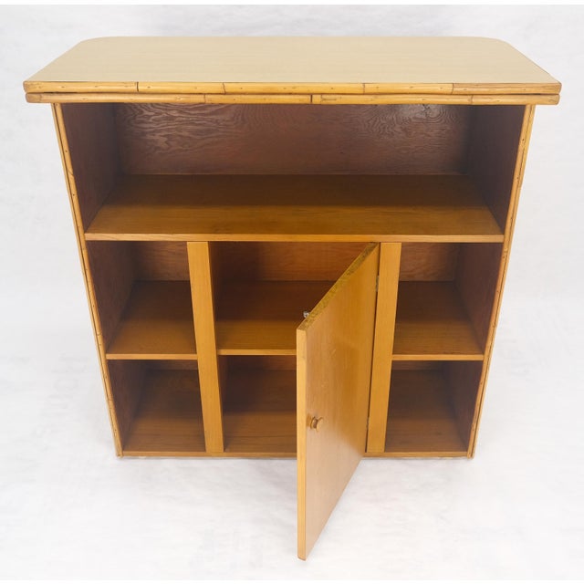 Ficks Reed Vintage Mid Century Modern Bamboo Rattan Bar & Pair of Matching Bar Stools MINT For Sale - Image 4 of 15