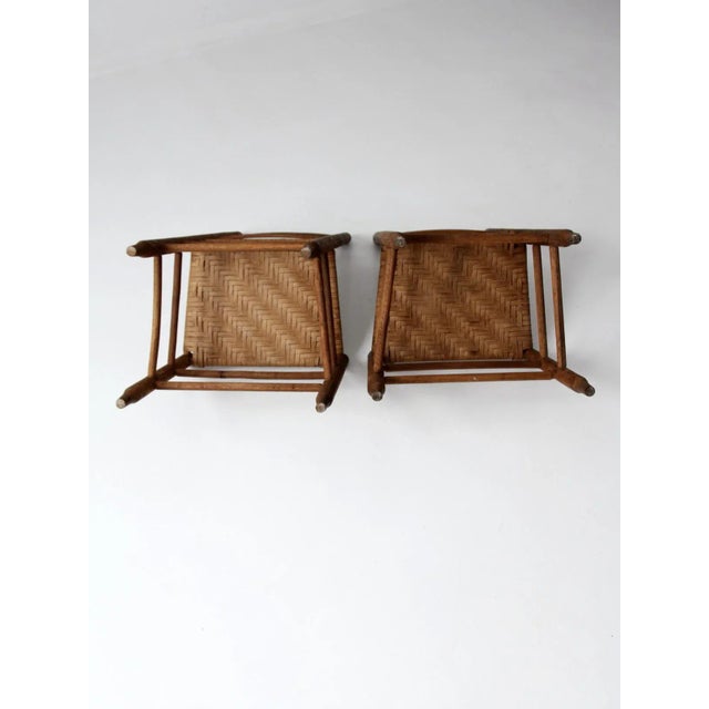 Early 20th Century Antique Splint Weave Seat Chairs Pair For Sale - Image 5 of 13