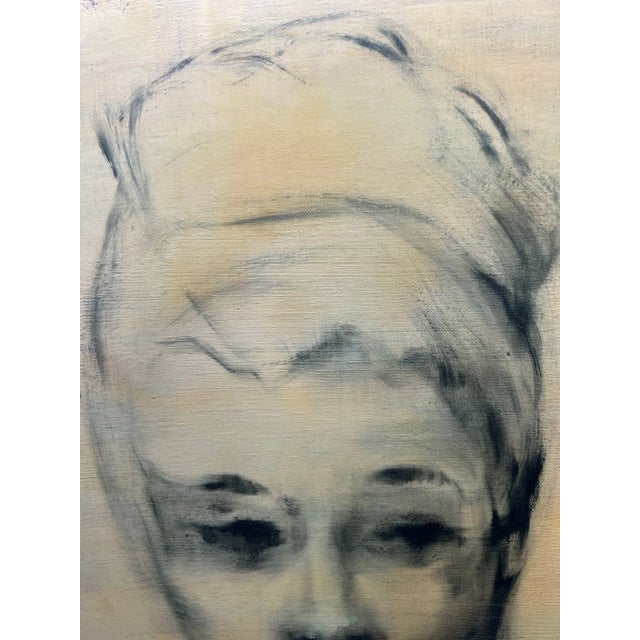 Portraiture Stunning Mid Century Original Painting of Woman For Sale - Image 3 of 7