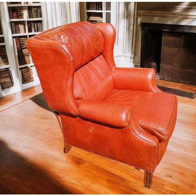 Ethan Allen Ethan Allen Cognac Color Full-Grain Leather Recliner For Sale - Image 4 of 11
