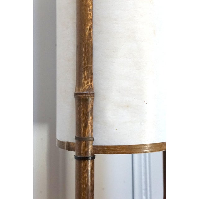 1960s Unique Japanese or Chinoiserie Paper Vintage Hand Crafted Bamboo Floor Lamp For Sale - Image 5 of 5