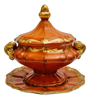 Vintage Mid-Century Italian Gilt Terracotta Tureen & Underplate