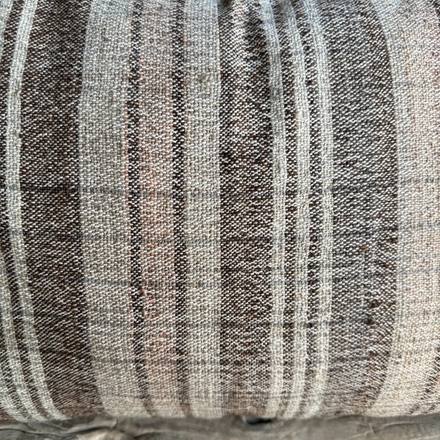 Vintage Turkish Hemp Rug Pillow 18" X 29" With Down Insert For Sale In Los Angeles - Image 6 of 6