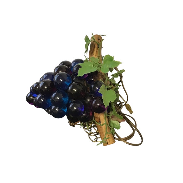 Vintage midcentury Acrylic Purple and Blue hanging grape lamp. Chain and cord approximately 24’. 2 Available