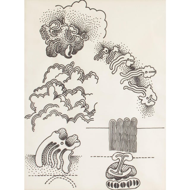An abstract ink drawing by the American artist William Itter (1942-2025). This abstract work depicts an array of...