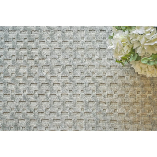 Exquisite Rugs Monroe Silk Handmade Bamboo Silk & Cotton Light Green Rug-9'X12' For Sale In Los Angeles - Image 6 of 7