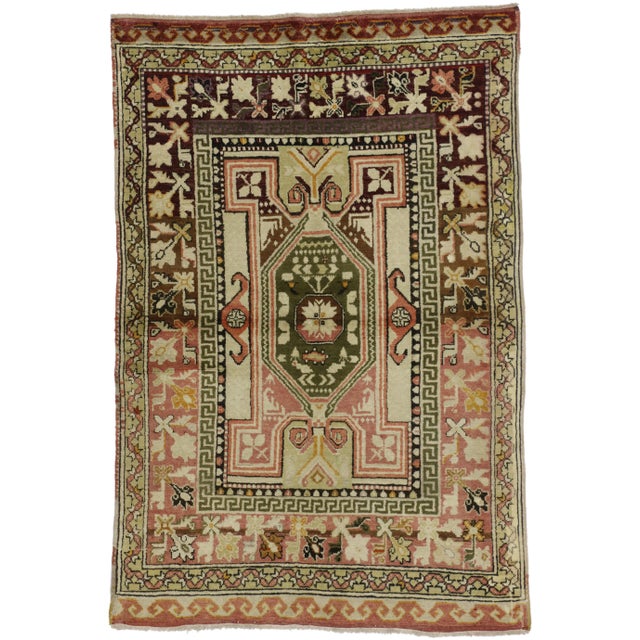 Beige Vintage Turkish Oushak Rug with Modern Style - 03'06 x 05'02 For Sale - Image 8 of 9