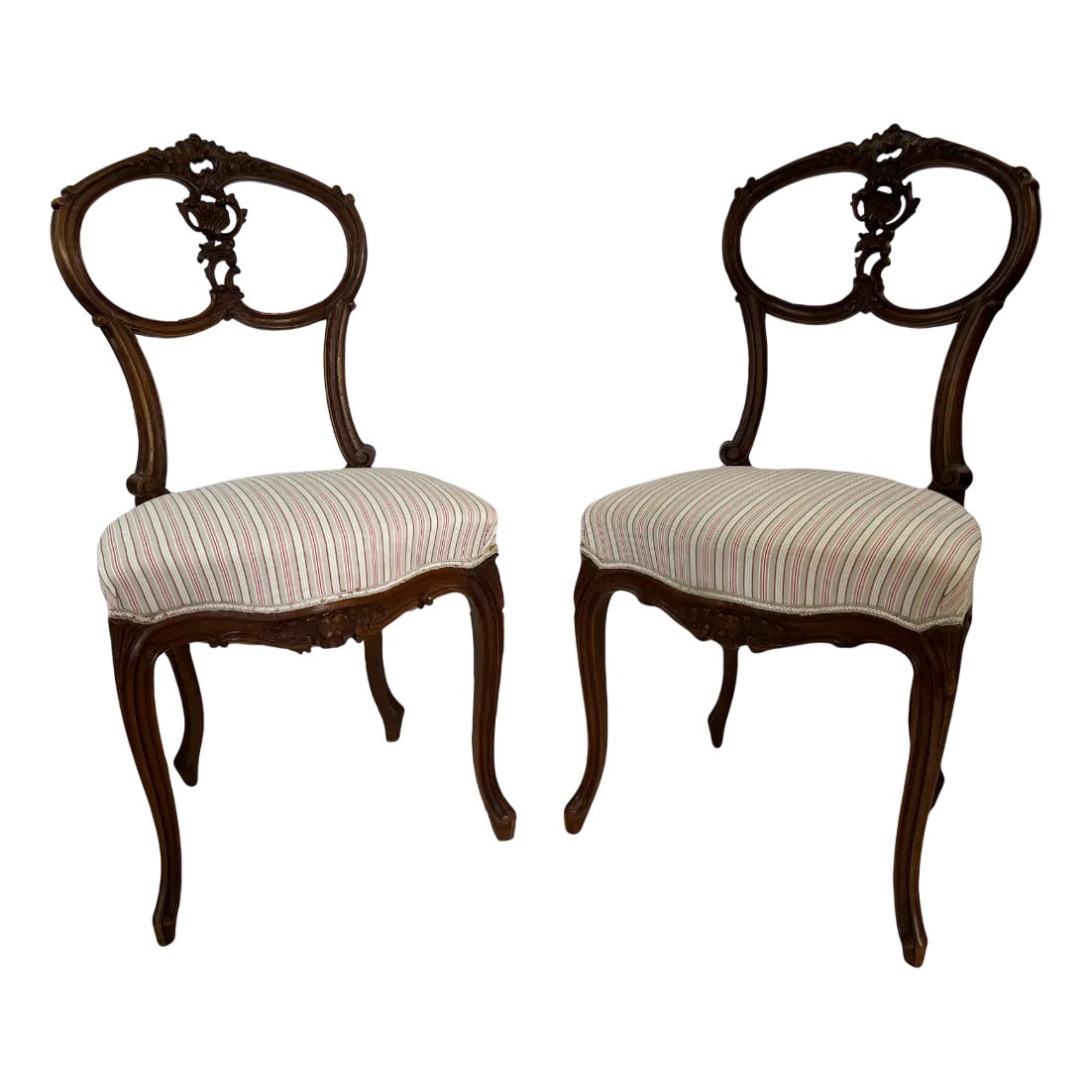 Set of 19th Century Louis XV Chairs in Carved Walnut | Chairish