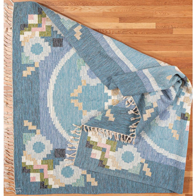 Textile Mid-Century Swedish Flatweave Rug 9.5x6.5, 1960's For Sale - Image 7 of 7