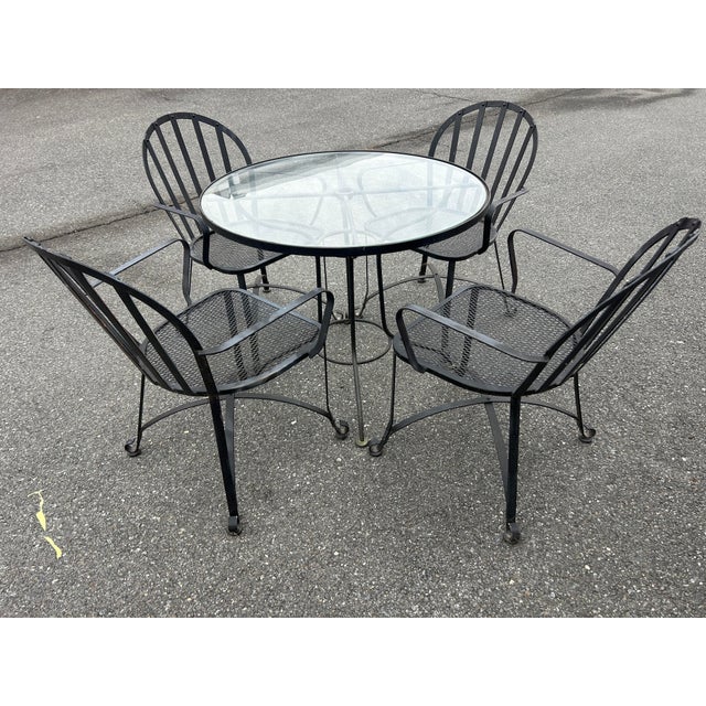 Perfect for your outdoor space! The table measures 36x29.5 and the chairs measure 18x24x34 No maker’s mark Very durable...
