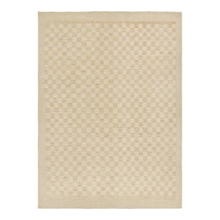 Rug & Kilim’s Contemporary Rug in Beige and Cream White Geometric Pattern - 12x15 For Sale