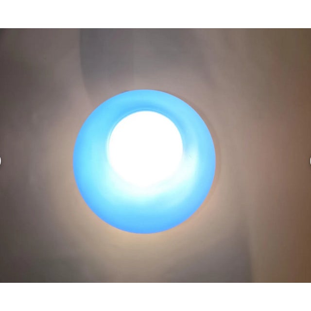 Mid-Century Modern Vintage Ceiling Light in Opaline Cobalt Blue Glass, 1980s For Sale - Image 3 of 9