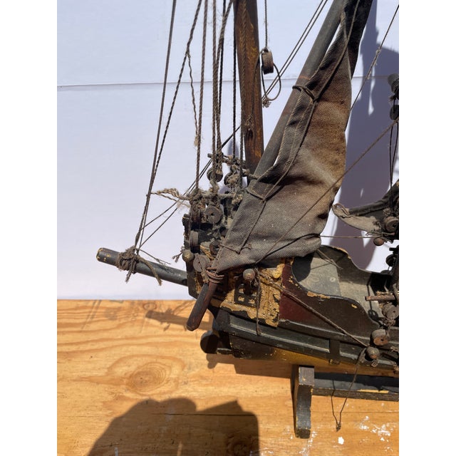 Wood Antique Model Ship Custom Galleon Warship Arts and Crafts Nautical Sea Ocean For Sale - Image 7 of 8