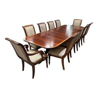 Ethan Allen Flame Mahogany Double Pedeatal Dining Set For Sale