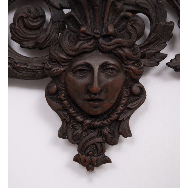 Late 19th Century France Cast Bronze Womens Head Wall Mirror, 1880s For Sale - Image 5 of 8