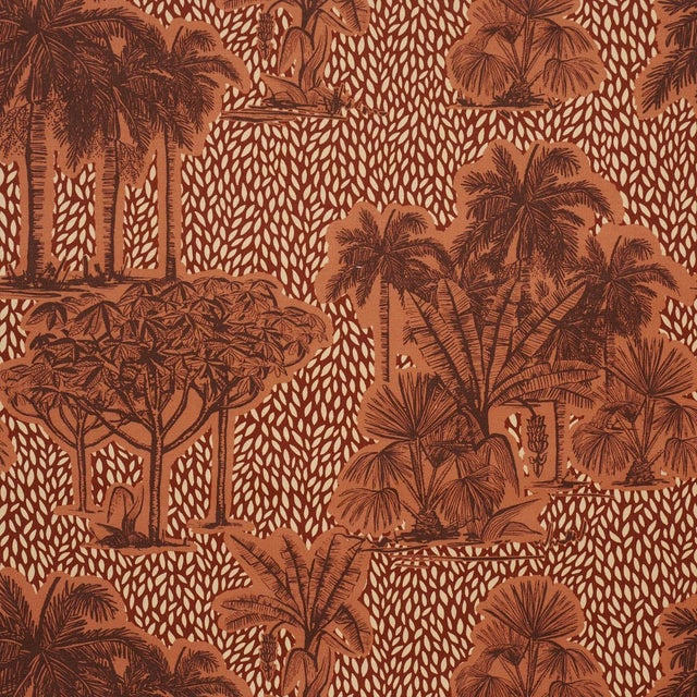 Schumacher Tropical Safari Print Fabric In Sunset In Los Llanos For Sale
