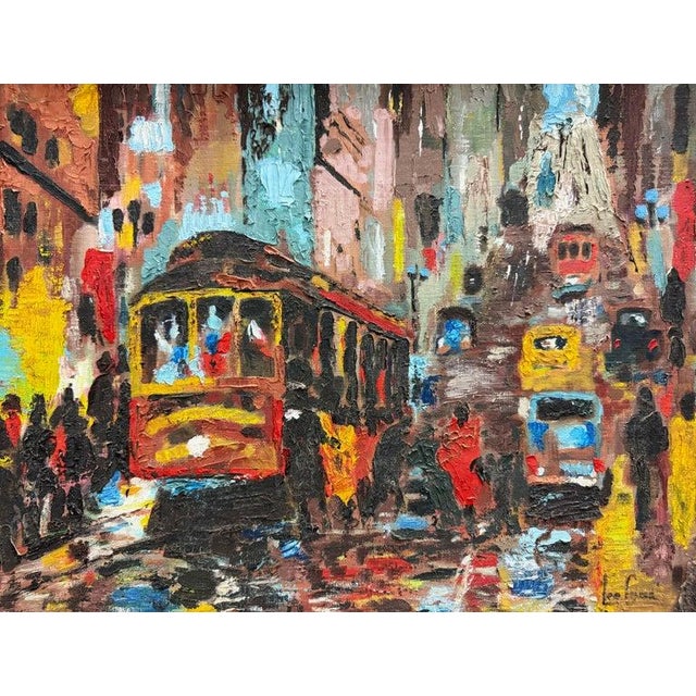 Abstract Lee Colber San Fransisco Street Car Oil Painting, Impasto Techniques Offered for sale is a modern impressionist...