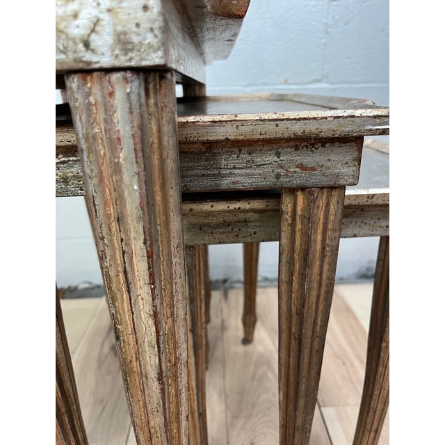 Silver 1960s Italian Florentine Silver-Gilt Wood Nesting Tables, Set of 3 For Sale - Image 8 of 12