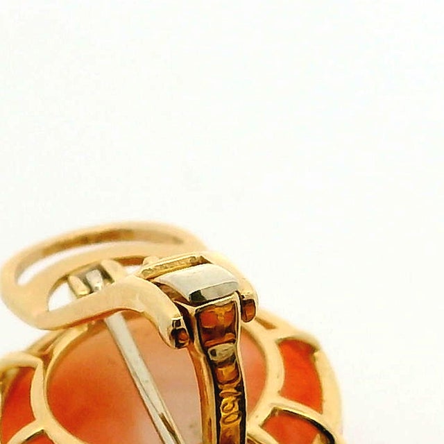 Large Vintage Italian Coral, Onyx & Diamond 18k Gold Statement Drop Earrings, A Pair For Sale - Image 9 of 13