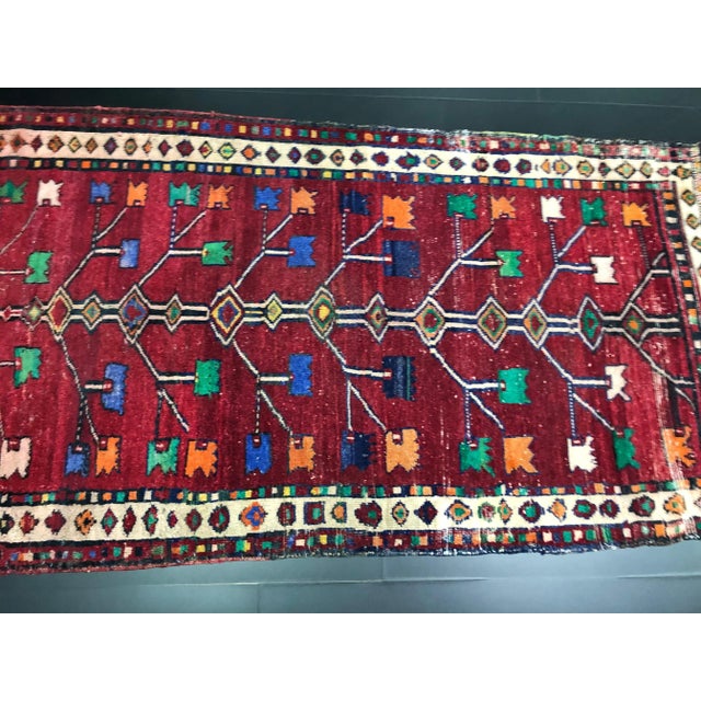 Red Vintage Boho Turkish Anatolian Red Area Rug For Sale - Image 8 of 11
