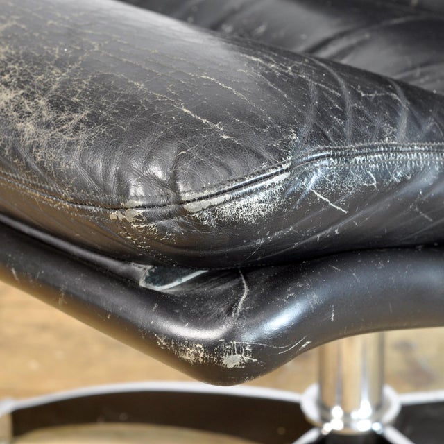 Metal Leather Lounge Chair, 1970s For Sale - Image 7 of 12