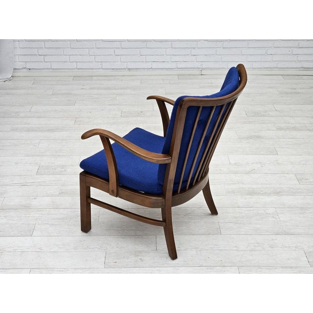 Danish Easy Armchair in Wool Fabric and Beech Wood by Fritz Hansen, 1960s For Sale - Image 15 of 18
