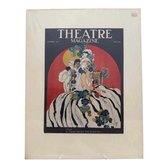 1922 Original Theatre Magazine Cover, October, Homer B. Conant, Art Deco, Matted For Sale