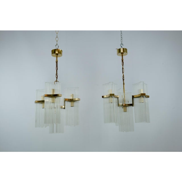 Brass and Glass Chandeliers by Gaetano Sciolari, Italy, 1970s, Set of 2 For Sale - Image 13 of 18
