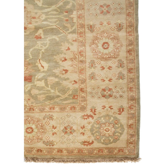 Late 20th Century Oversize Floral Green and Ivory Egyptian Rug Persian Design For Sale - Image 4 of 7