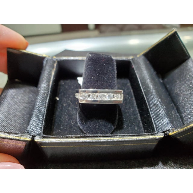 Mens Diamond Wedding Band .80cttw 14k White Gold, Size 13 For Sale - Image 4 of 4