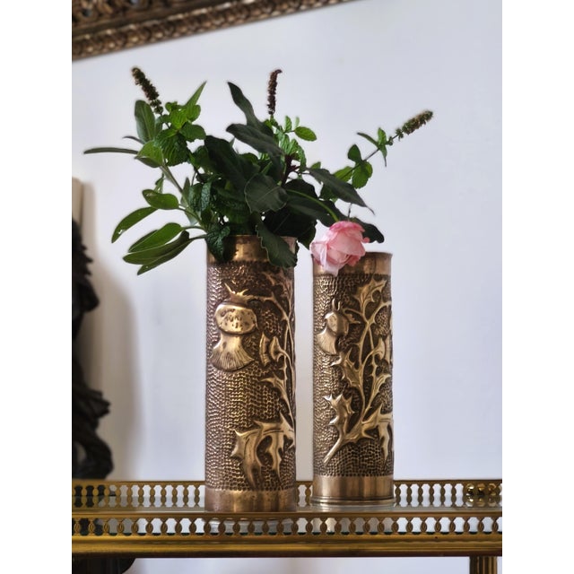 Trench Art Brass Vases, 1910s, Set of 2 For Sale - Image 10 of 11