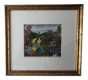 1990s Alexandre Minguet Impressionist Watercolor Painting of St. Martin, Framed
