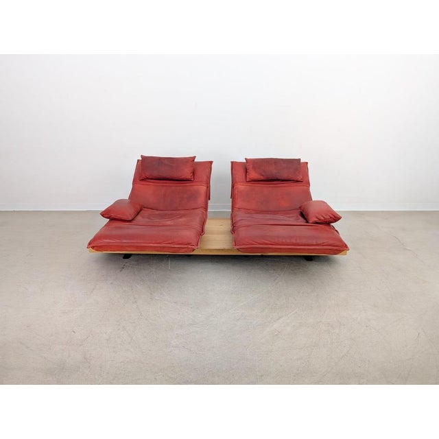 Red Free Motion 2-Seater Sofa in Oak and Red Leather from Koinor For Sale - Image 8 of 18