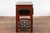 Mid 20th Century Chinese Red Lacquered Console Table with Hand Carved Drawers and Geometric Shelf For Sale - Image 5 of 12