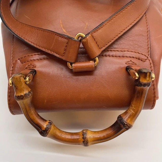 1990s Gucci Bamboo Mini Backpack Leather Brown For Sale - Image 11 of 17